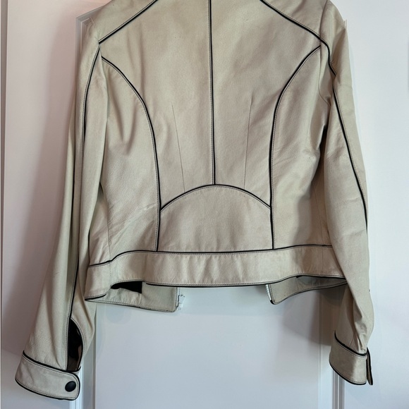 DANIER LEATHER cream leather jacket - Picture 6 of 7